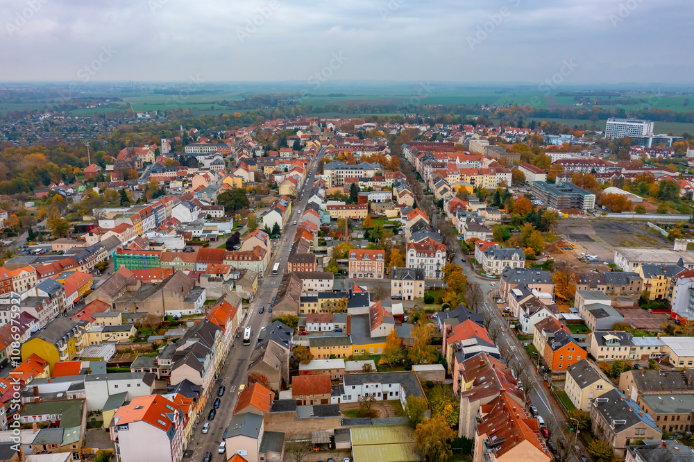 Obraz premium Riesa in Sachsen aus der Luft | Luftbilder von Riesa