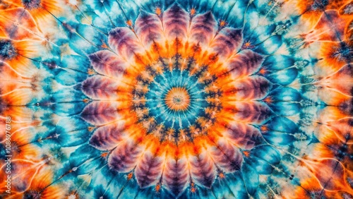 Vibrant Mandala Design Featuring a Kaleidoscope of Teal, Orange, and Purple Hues