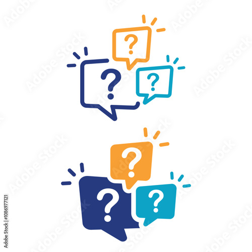 Illustration of exclamation and question mark in speech bubble, icon.