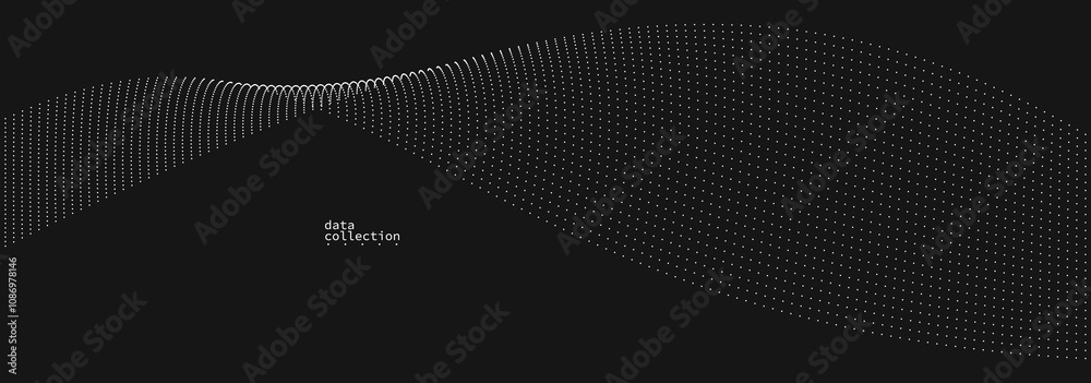 Dark grey airy particles flow vector design, abstract background with wave of flowing dots array, digital futuristic illustration, nano technology theme. Dark grey airy particles flow vector design, abstract background with wave of flowing dots array, digital futuristic illustration, nano technology theme.