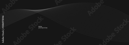 Dark grey airy particles flow vector design, abstract background with wave of flowing dots array, digital futuristic illustration, nano technology theme.