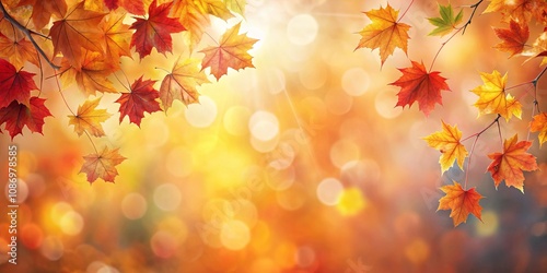 Autumnal foliage with radiant bokeh background and sunlit branches