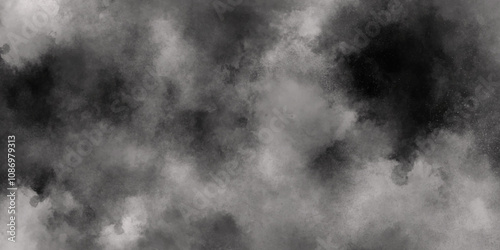 Abstract white and gray isolated cloud cumulus clouds. Gray aquarelle painted realistic fog or mist smoky textured canvas design. White and ash messy wall stucco texture background.