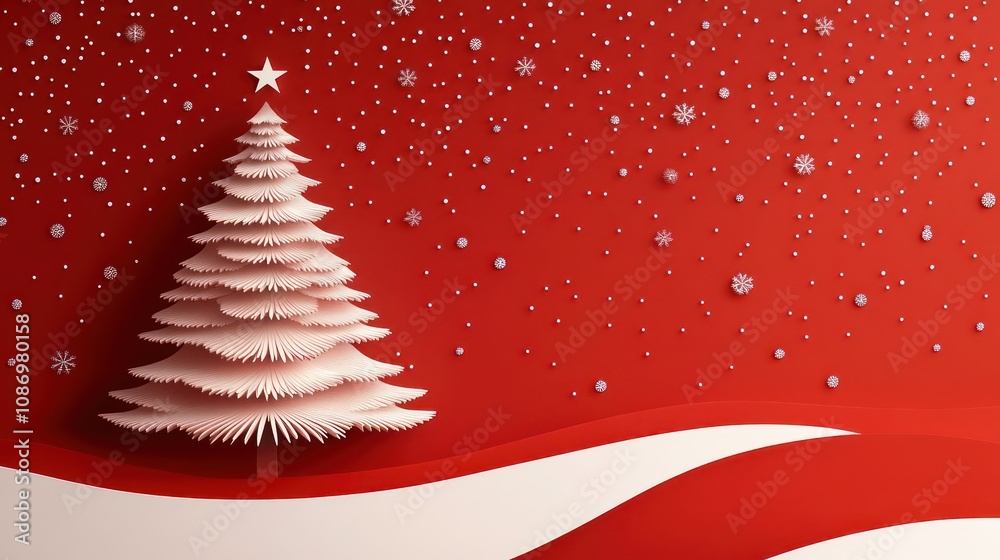 christmas tree paper cutting banner with copy space christmas tree paper cutting banner with copy space