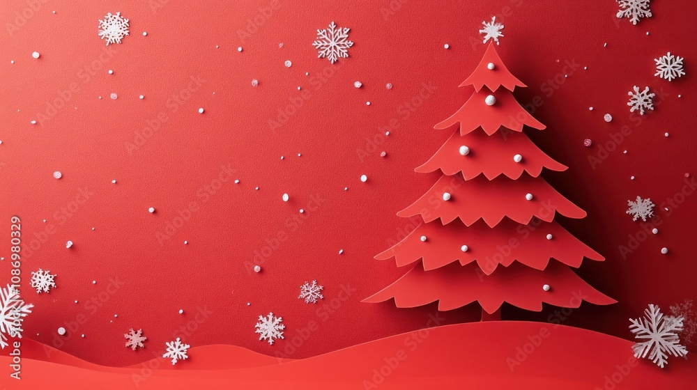 christmas tree paper cutting banner with copy space christmas tree paper cutting banner with copy space