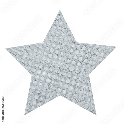 A star made of bubble wrap on a transparent background
