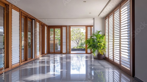 Modern Interior with Wooden Louvered Windows