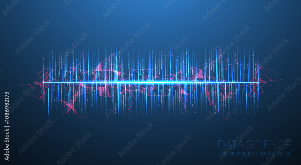 Obraz premium Big Data futuristic, technology light design. Vector datum digital background. Illustration innovation of data system. Hand drawn illustration.