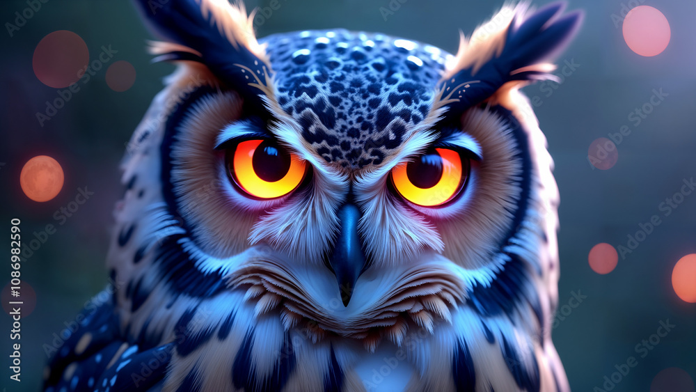 A Captivating Close-Up of a Majestic Owl Surrounded by a Starry Sky and Ethereal Elements in Soft Pastel Tones A Captivating Close-Up of a Majestic Owl Surrounded by a Starry Sky and Ethereal Elements in Soft Pastel Tones