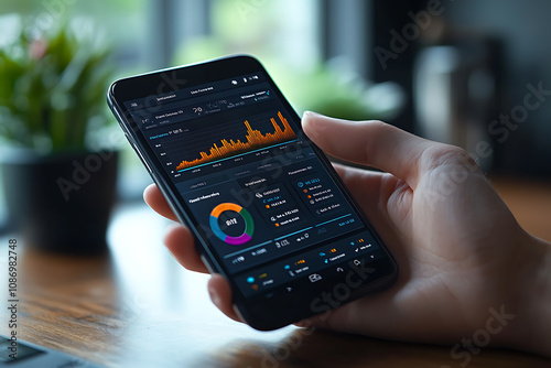 Wallpaper Mural A person using a smartphone to check their credit score online, with a sleek digital interface showing a score gauge, emphasizing financial health monitoring.
 Torontodigital.ca