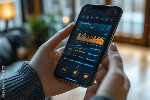 Wallpaper Mural A person using a smartphone to check their credit score online, with a sleek digital interface showing a score gauge, emphasizing financial health monitoring.
 Torontodigital.ca