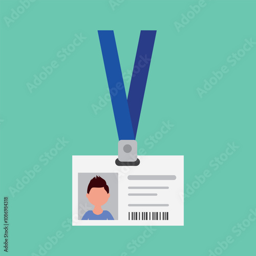 Identification card badge, employee ID. Horizontal badge for identifying employees in companies, seminars, trainings, presentations and other events. Flat vector illustration isolated