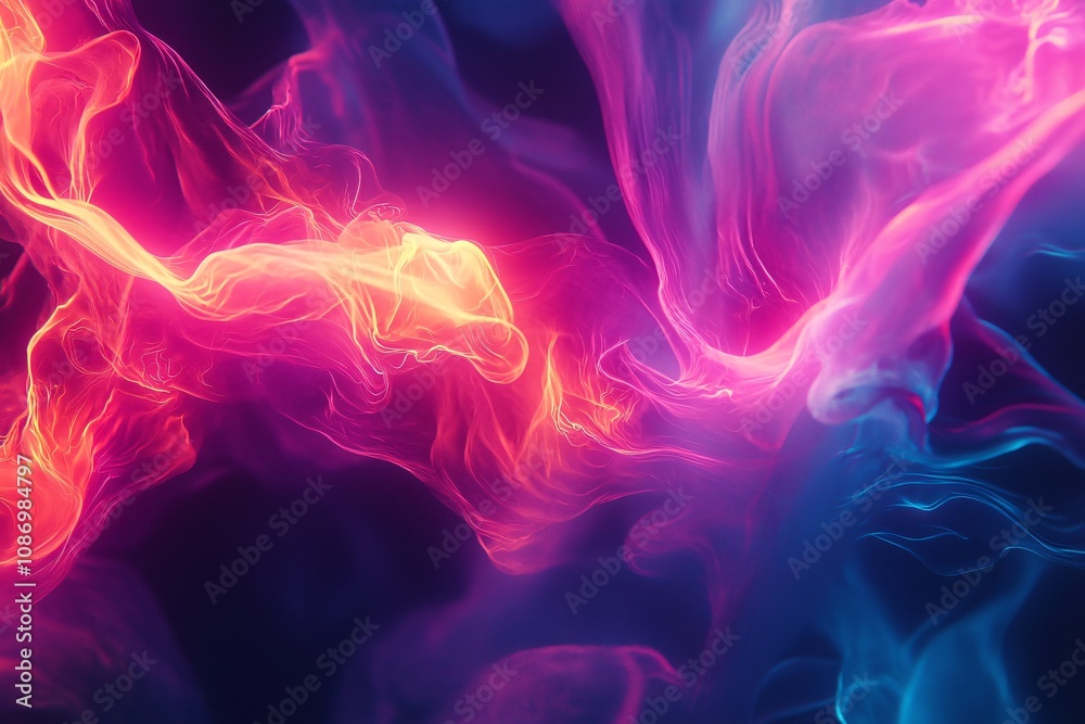 Obraz premium Vibrant Abstract Fluid Light Patterns in Pink and Blue Tones