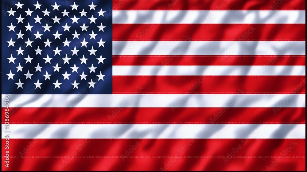 Fototapeta premium Close-up of the American flag with wavy texture.