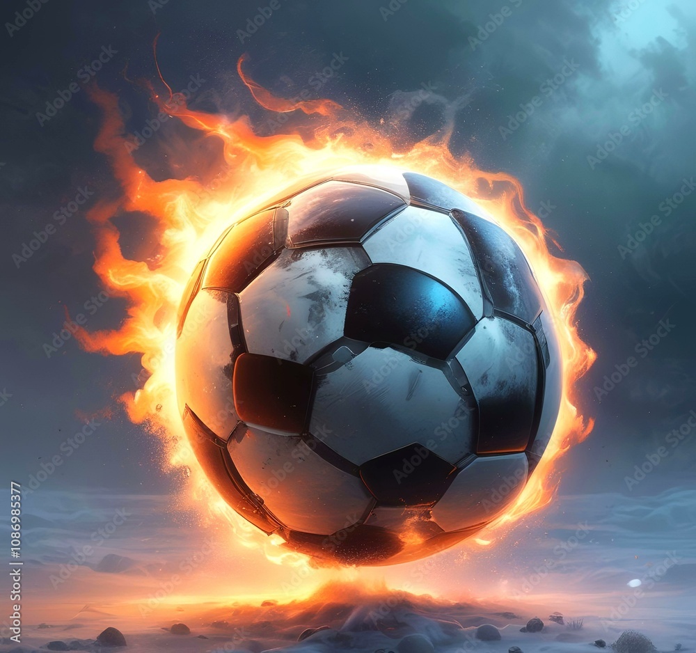Fototapeta premium Illustration of glowing football ball.