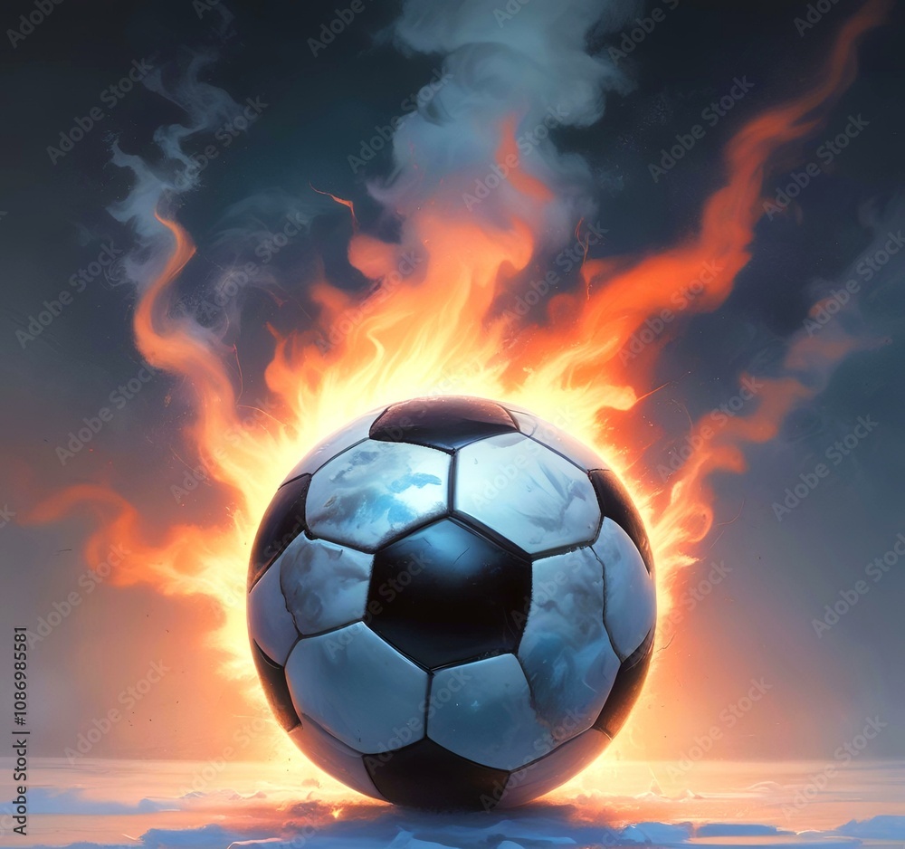 Fototapeta premium Illustration of glowing football ball.