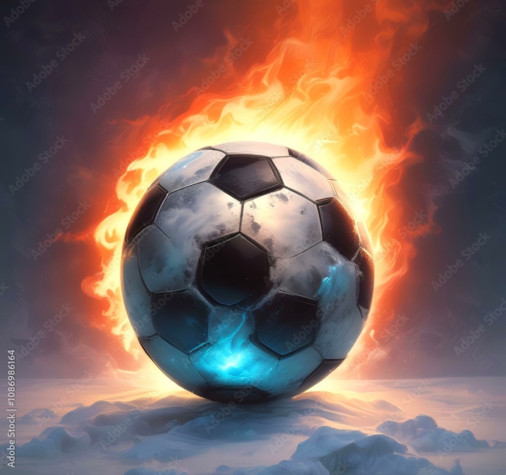 Naklejka premium Illustration of glowing football ball.
