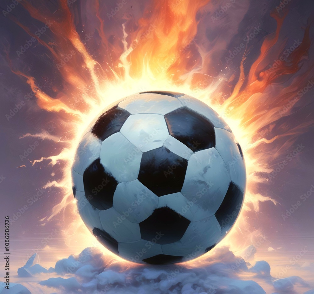 Fototapeta premium Illustration of glowing football ball.