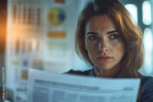 Free Download Businesswoman analyzes data reports in modern office environment for strategic planning - GFXLoad