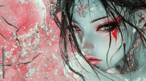 Magnificent Jade Princess in Dreamy Cherry Blossom Empire photo