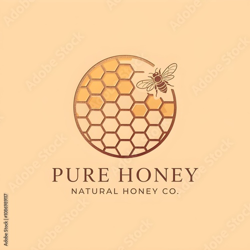 Pure honey logo design.