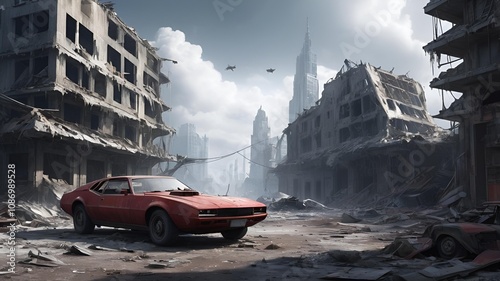 A destroyed city.