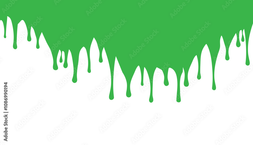 Smudges (dripping) of green color paint, background with copy space. Vector illustration