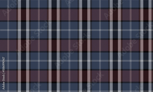 Plaid fabric pattern, blue, black, white, brown, modern, distinctive, seamless for textiles, and for designing clothes, skirts, pants or decorative fabrics. Vector illustration.