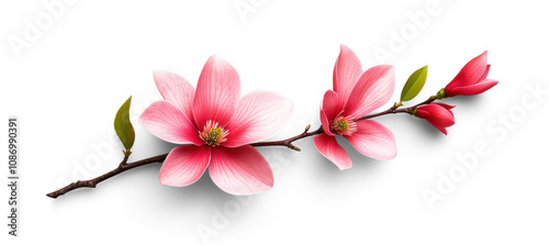 Magnolia Branch on Transparent Background