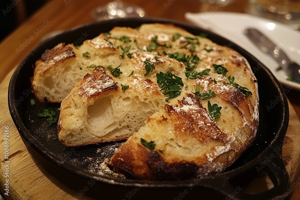 Bauernbrot with a sprinkle of flour and fresh herbs, cozy German farmhouse vibe Bauernbrot with a sprinkle of flour and fresh herbs, cozy German farmhouse vibe