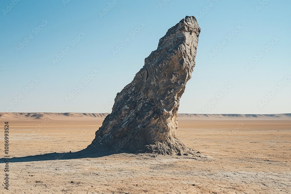 Majestic Rock Formation Rising from the Arid Desert Landscape Majestic Rock Formation Rising from the Arid Desert Landscape