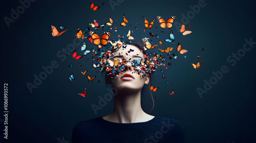 A surreal image of a woman