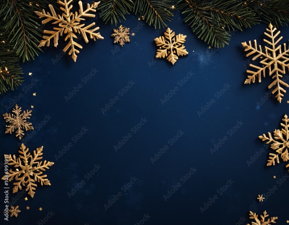 dark blue Christmas background with golden snowflakes dark blue Christmas background with golden snowflakes