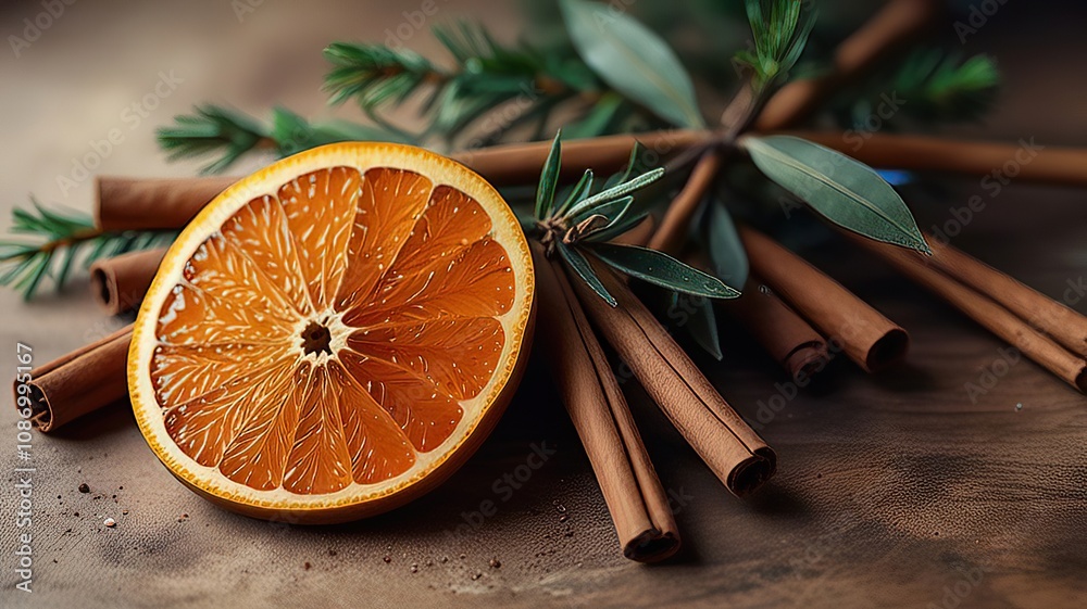 Decorative Tree Art with Orange and Cinnamon Sticks Decorative Tree Art with Orange and Cinnamon Sticks