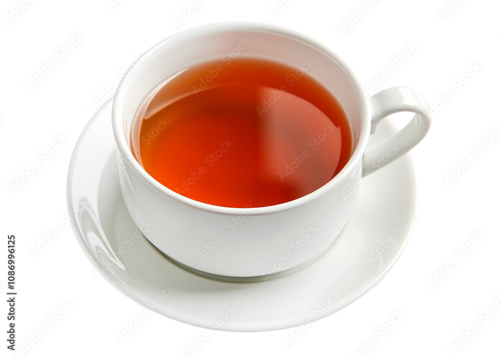 Mug with tea on saucer isolated on white Mug with tea on saucer isolated on white
