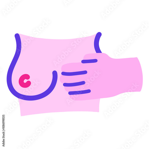 Buste de femme avec une main qui cache un sein