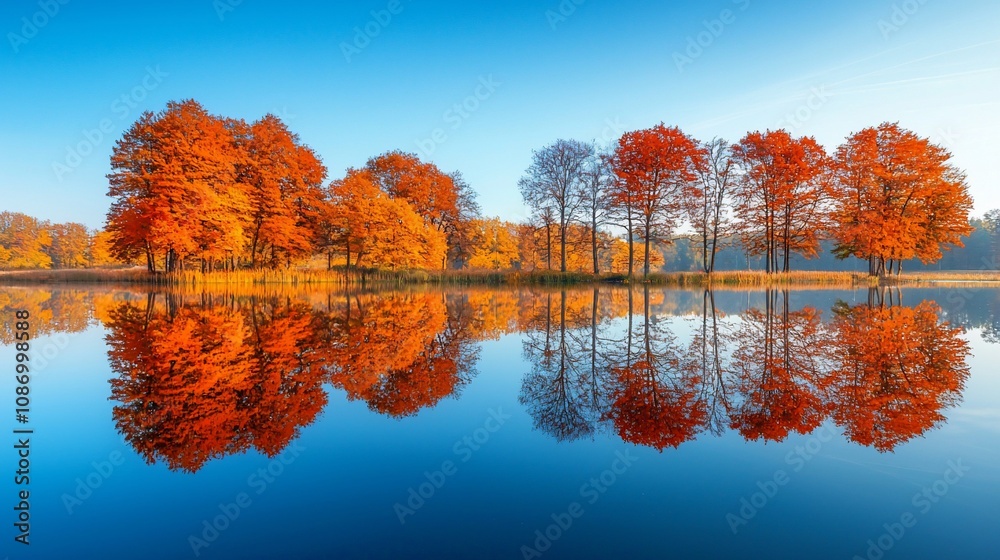 Autumn Serenity: Reflections of Colorful Trees by a Tranquil Lake Autumn Serenity: Reflections of Colorful Trees by a Tranquil Lake
