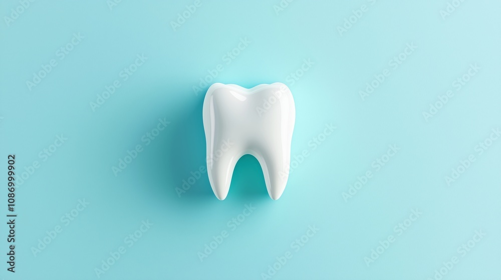 A white tooth icon floating in the center of a pale blue background. A white tooth icon floating in the center of a pale blue background.
