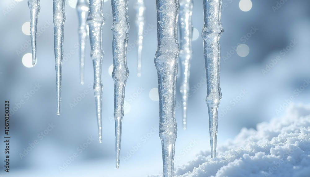 Clear icicles creating the effect of icy magic Clear icicles creating the effect of icy magic
