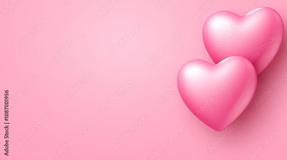Two pink hearts representing love on valentine's day or wedding anniversary on pink background with copy space Two pink hearts representing love on valentine's day or wedding anniversary on pink background with copy space