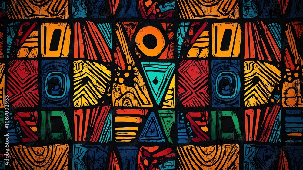 Obraz premium Vibrant geometric African textile pattern