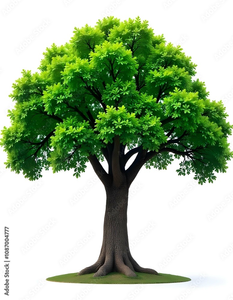 Sycamore tree with a large crown and knotted branches, isolated on a white background, capturing the intricate details of its structure Sycamore tree with a large crown and knotted branches, isolated on a white background, capturing the intricate details of its structure