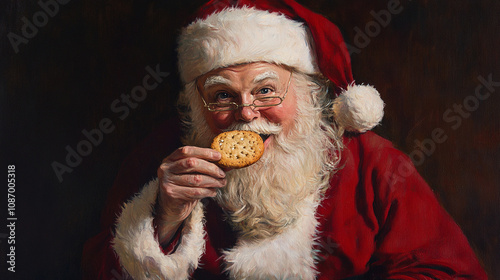 portrait of santa claus eating cookies	