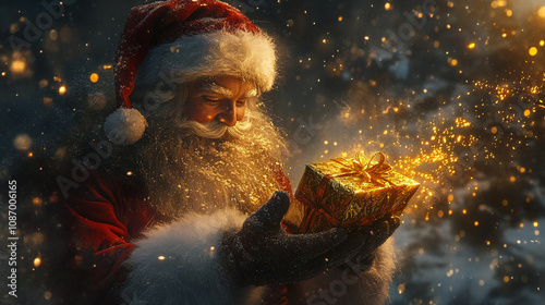 santa claus with gift