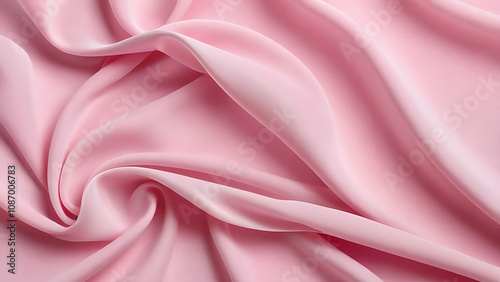 Flowing soft pink fabric with delicate waves and textures, creating a romantic and elegant abstract background