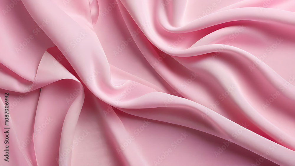 Flowing soft pink fabric with delicate waves and textures, creating a romantic and elegant abstract background.