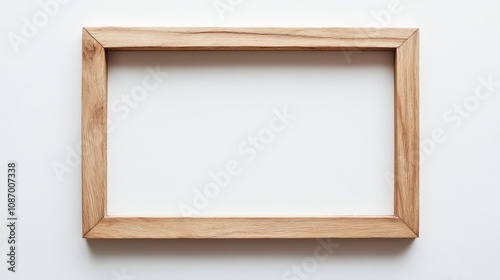 Serene Minimalist Blank Wood Frame with Cozy Shadows and Neutral Textures on White Background