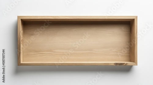 Minimalist Blank Wood Frame with Soft Cozy Shadows and Neutral Textures on White Background