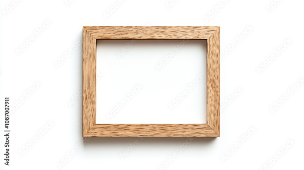 Modern Minimalist Wooden Frame in Neutral Tones on White Background Modern Minimalist Wooden Frame in Neutral Tones on White Background