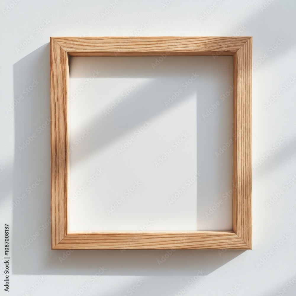 Modern Minimalist Wooden Frame in Neutral Tones on White Surface